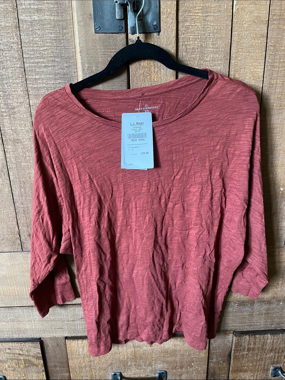 L.L. Bean Women's Heathered Rust-Red 3/4 Sleeve Tee